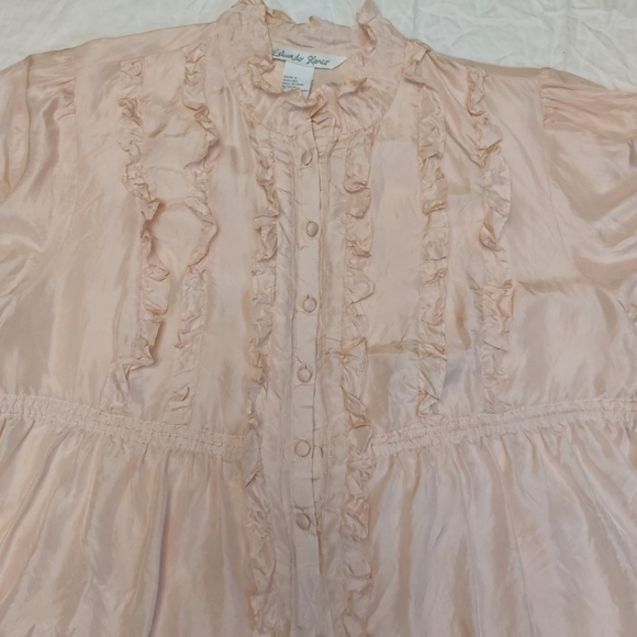 Eduardo Blanco 100% Silk Regency Vibe Ruffled Top, Size Large - Picture 11 of 12